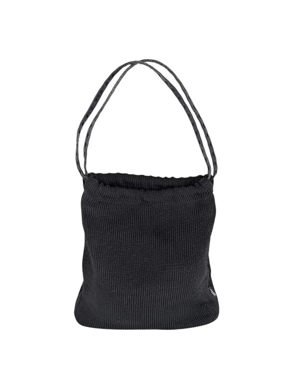 The Sak Black Crochet Knit Hobo Bag Y2K Boho Minimalist Leather Strap